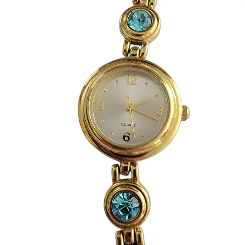Womens Watch White Dial Gold Case Gold Plated Bracelet Quartz Analog F12861-1/F